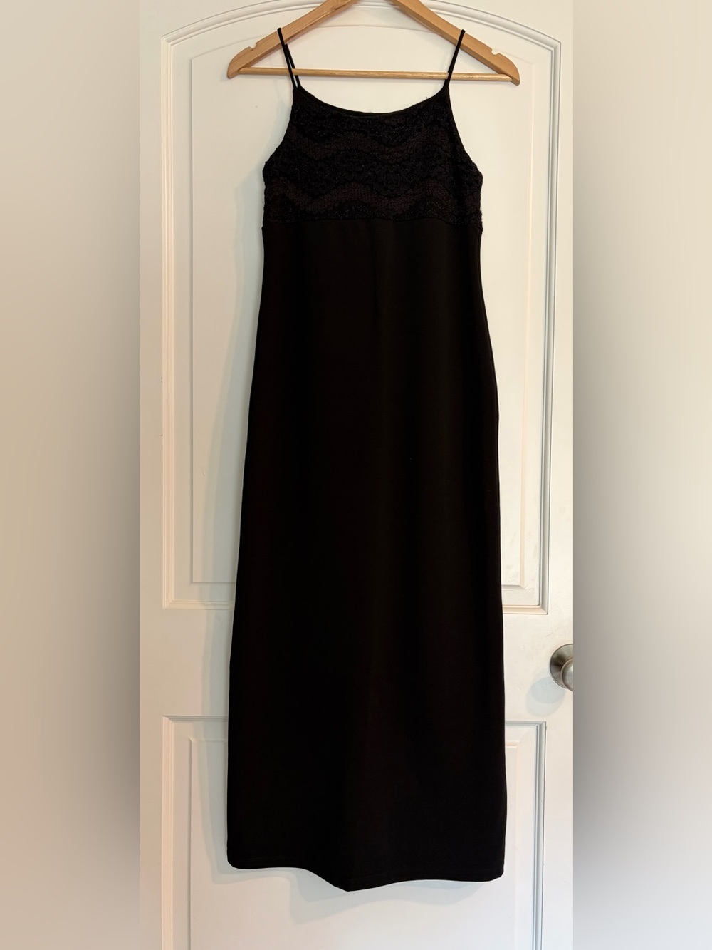 Vintage Romy Sport Black Lace-Top Maxi Dress